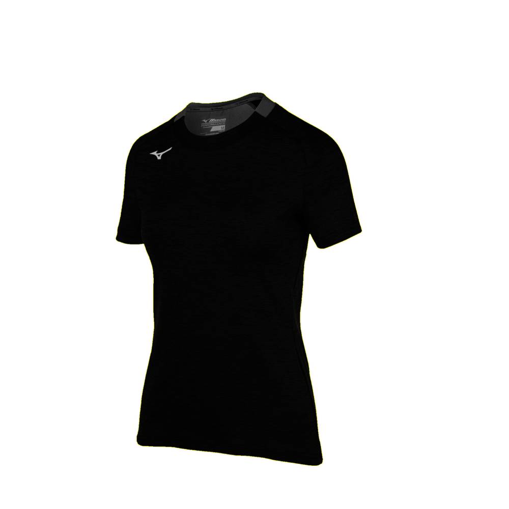 Camiseta Mizuno Alpha Short Sleeve - Mulher - Pretas - JICXM7942